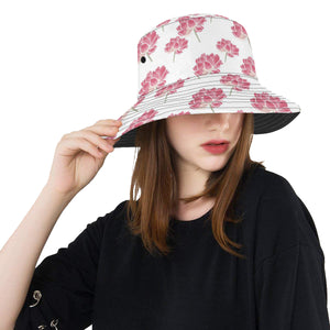 Pink lotus waterlily pattern Unisex Bucket Hat