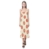 Tomato dot background V-Neck Open Fork Long Dress