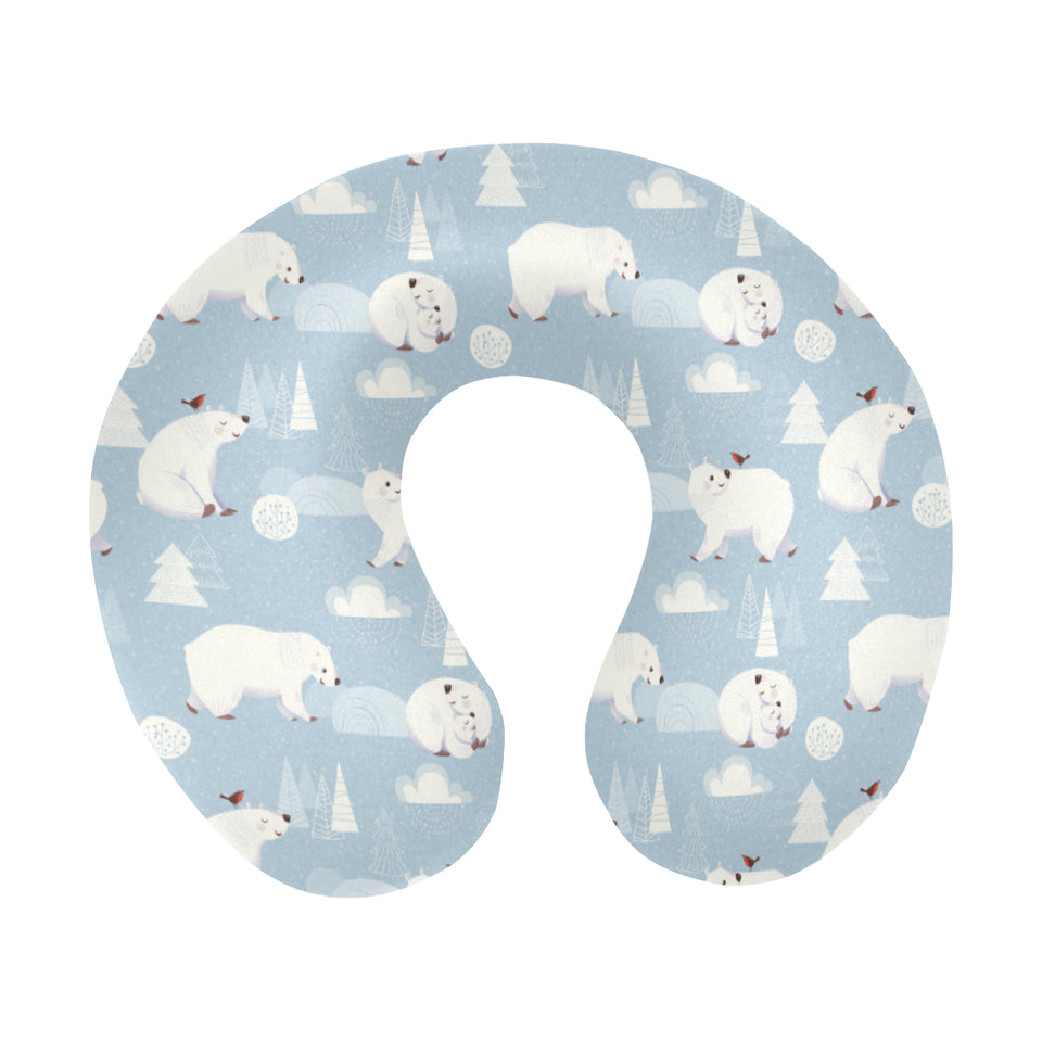 Cute polar bears Christmas decoration pattern U-Shaped Travel Neck Pillow