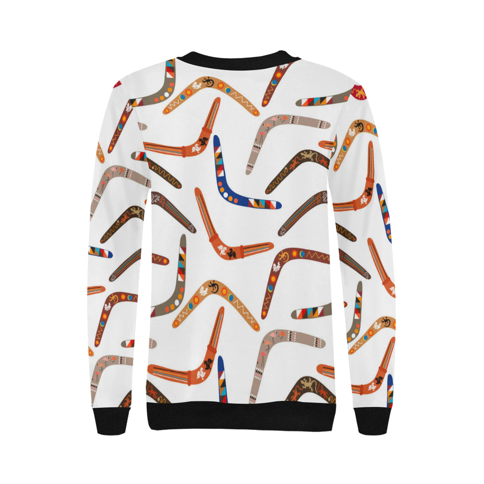 Boomerang Australian aboriginal ornament pattern Women's Crew Neck Sweatshirt