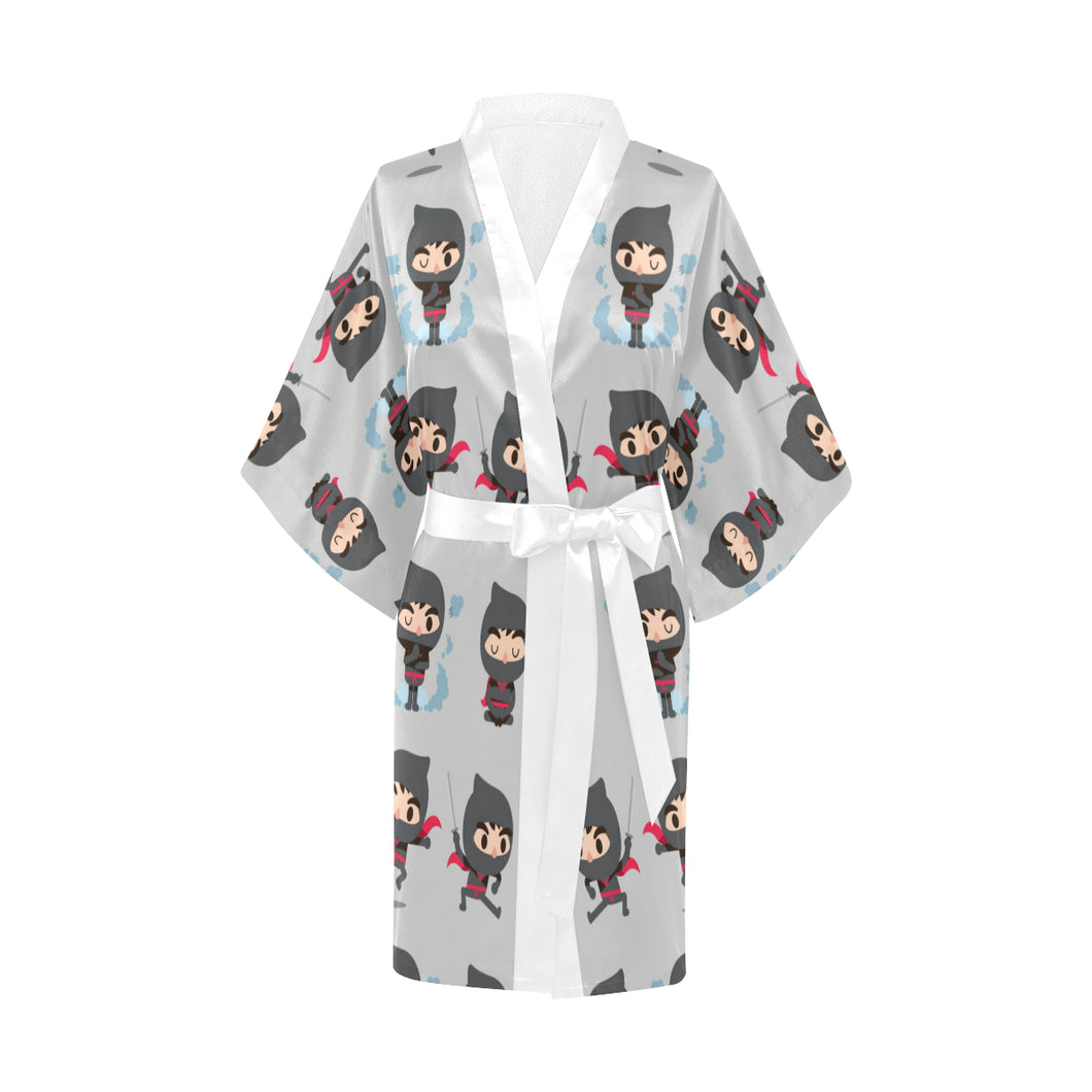 Cute ninja pattern Women's Short Kimono Robe