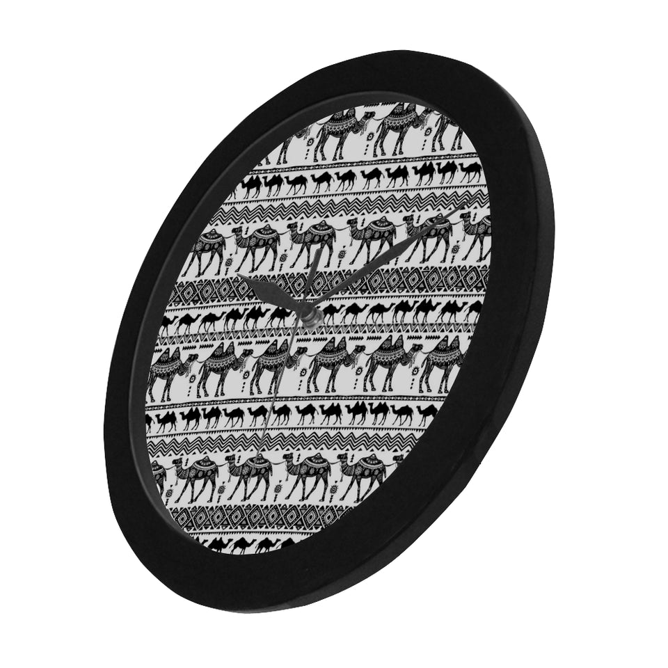 Camel polynesian tribal pattern Elegant Black Wall Clock