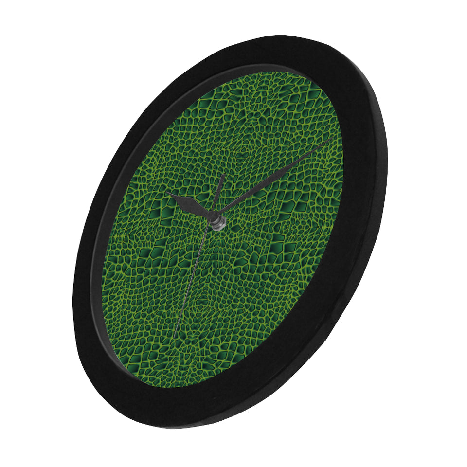 Crocodile Skin Printed Elegant Black Wall Clock