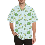 Durian pattern blue background Men's All Over Print Hawaiian Shirt