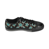 Sea turtle blue stone pattern Men's Low Top Canvas Shoes Black
