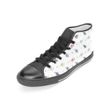 Cute helicopter star pattern Women's High Top Canvas Shoes Black