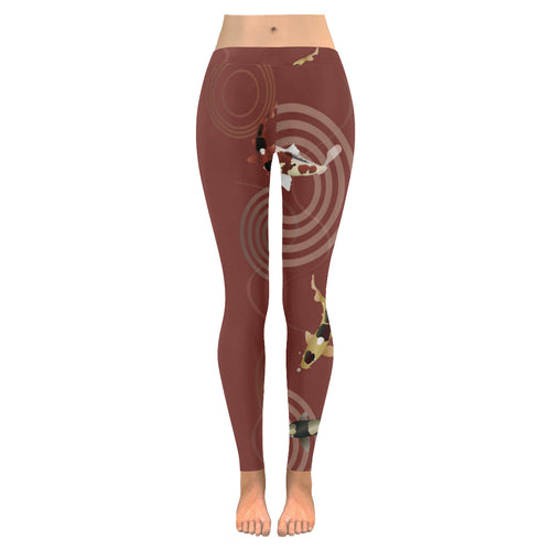 Fancy Carp red background Women's Legging Fulfilled In US