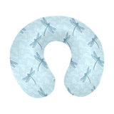 Dragonfly pattern blue background U-Shaped Travel Neck Pillow