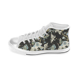 Japanese crane ornament elements Women's High Top Canvas Shoes White