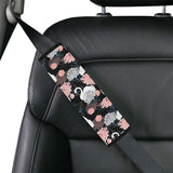 white swan blooming flower pattern Car Seat Belt Cover