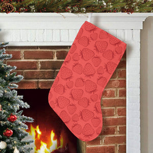 strawberry pattern red background Christmas Stocking