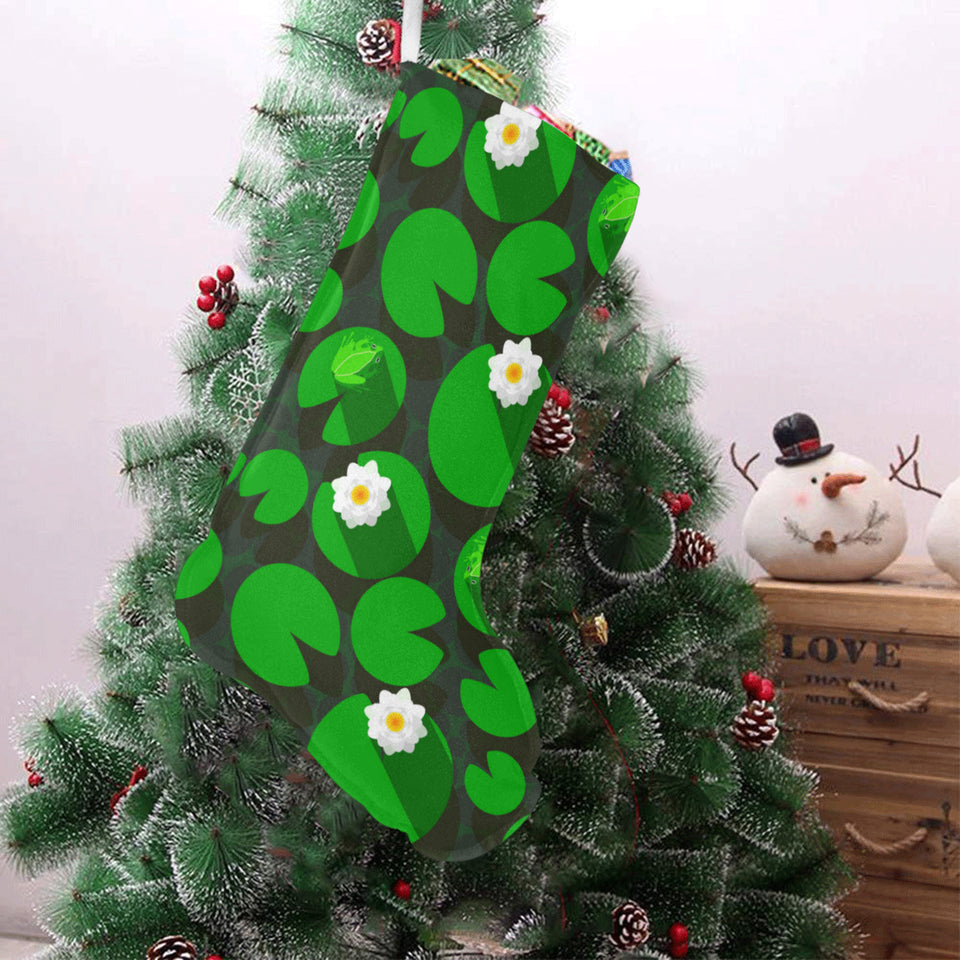 Frog waterlily pattern Christmas Stocking