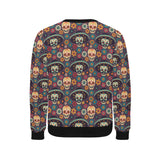 Sugar skulls flower maxican pattern Men's Crew Neck Sweatshirt