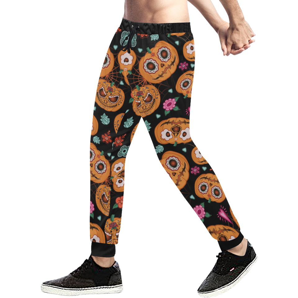 Pumpkin flowers spiderweb Halloween theme Unisex Casual Sweatpants