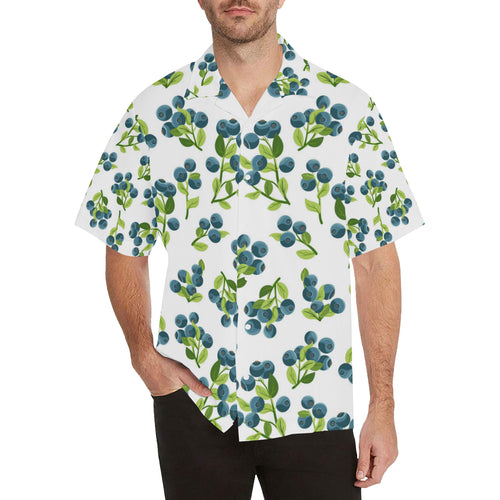 blueberry white background Men's All Over Print Hawaiian Shirt