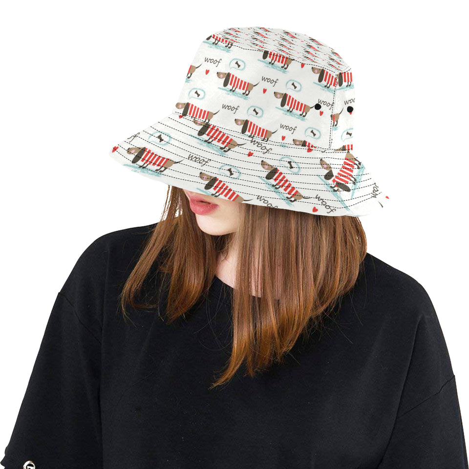 Cute dachshund bone pattern Unisex Bucket Hat