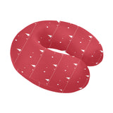 Christmas tree star snow red background U-Shaped Travel Neck Pillow