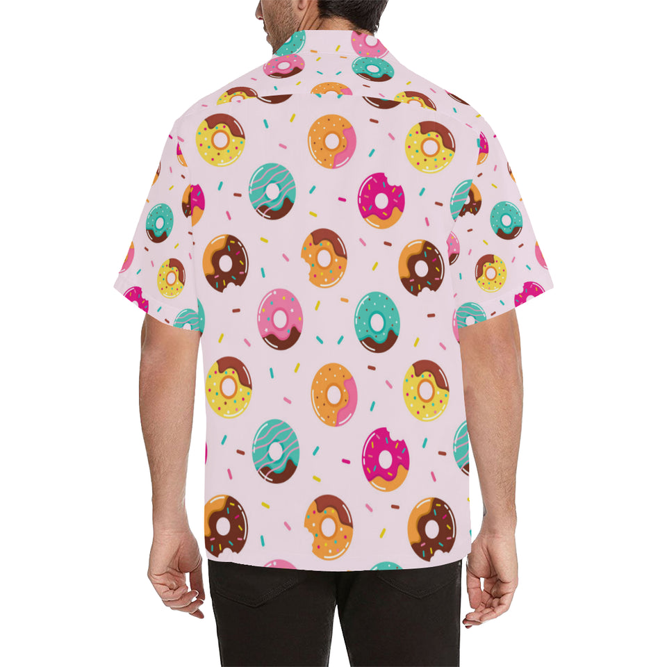 Donut pattern glaze pink background Men's All Over Print Hawaiian Shirt