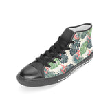 heliconia flowers, palm and monstera leaves Women's High Top Canvas Shoes Black
