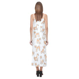 shiba inu dog pattern V-Neck Open Fork Long Dress
