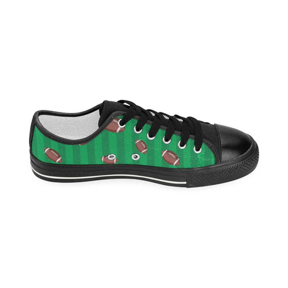 American football ball field background Kids' Boys' Girls' Low Top Canvas Shoes Black