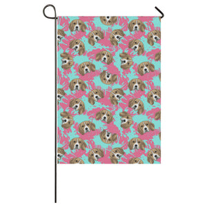 Beagle muzzles turquoise paint splashes pink patte House Flag Garden Flag