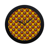 Daruma japanese wooden doll yellow background Elegant Black Wall Clock