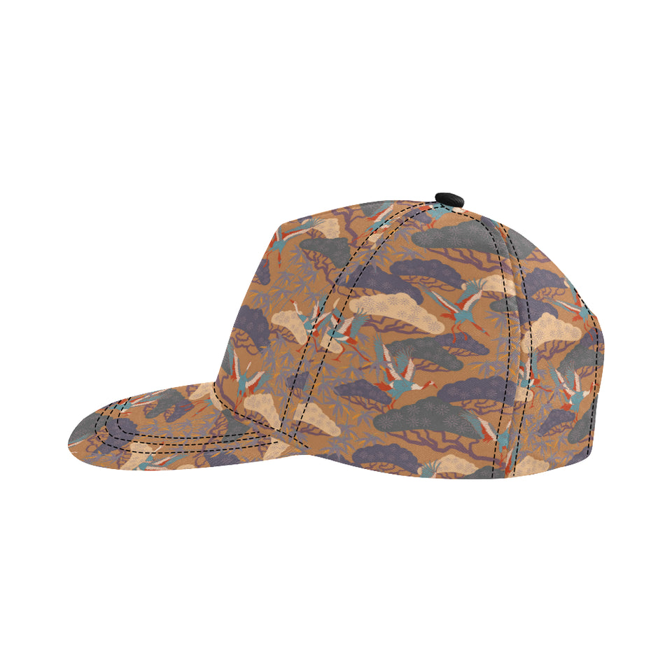 Bonsai bamboo stork japanese pattern brown theme All Over Print Snapback Cap