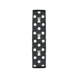 Cute white rabbit polka dots black background Car Seat Belt Cover