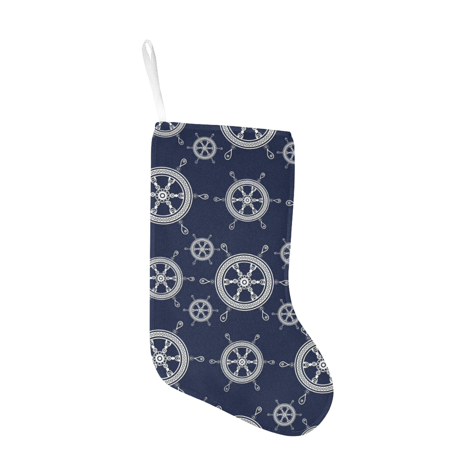 nautical steering wheel design pattern Christmas Stocking