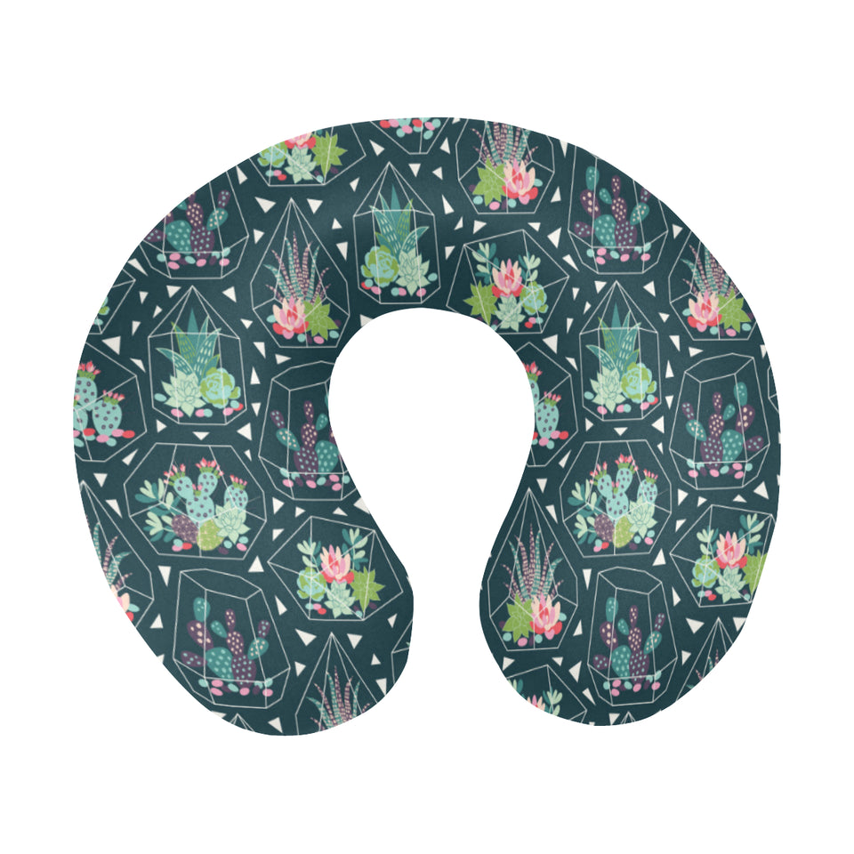 Cactus glass terrarium pattern U-Shaped Travel Neck Pillow