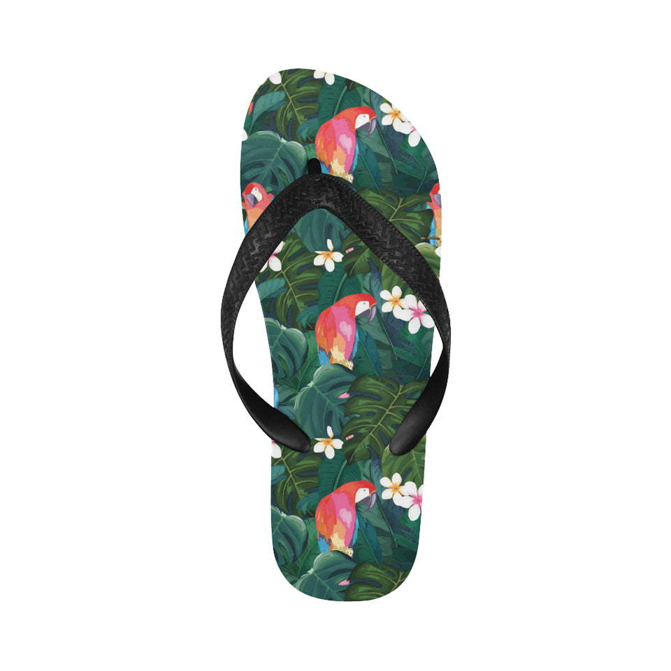 Parrot Palm tree leaves flower hibiscus pattern Unisex Flip Flops