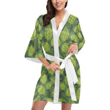 Hop pattern Hop cone background Women's Short Kimono Robe