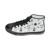 Hand drawn space elements space rocket star planet Women's High Top Canvas Shoes Black