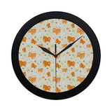 Cute brown pomeranian paw leave bone pattern Elegant Black Wall Clock