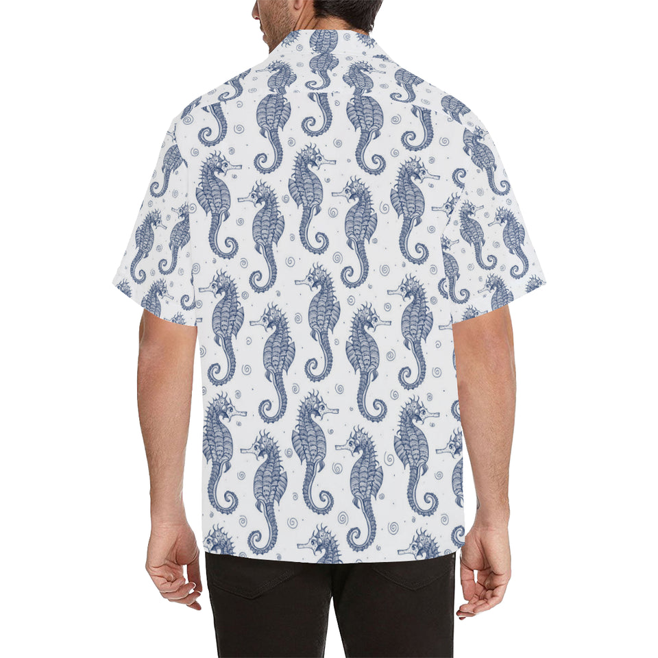 Seahorse pattern background Men's All Over Print Hawaiian Shirt