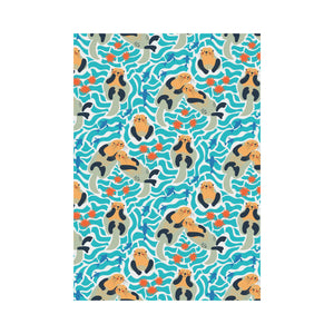 Cute sea otters fishe sea urchin pattern House Flag Garden Flag