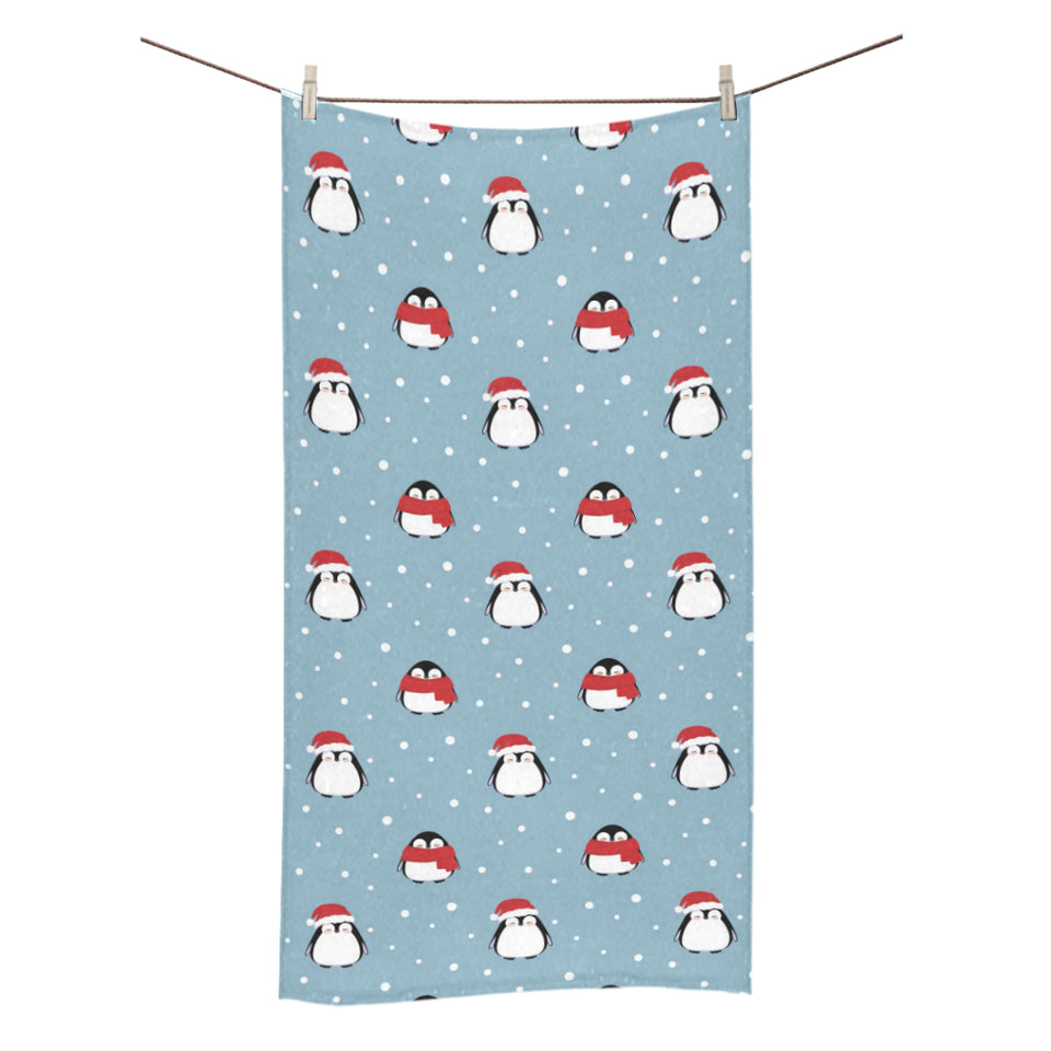 Cute penguin christmas snow pattern Bath Towel