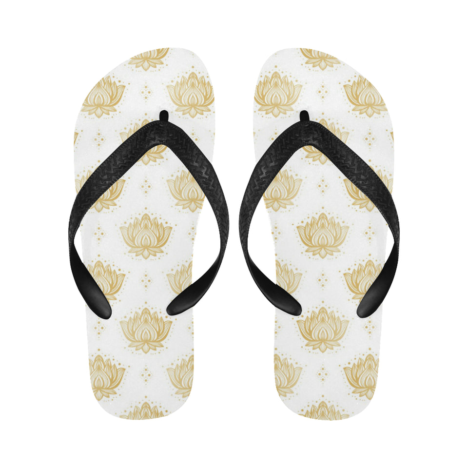 Gold Ornamental lotue waterlily symbol pattern Unisex Flip Flops