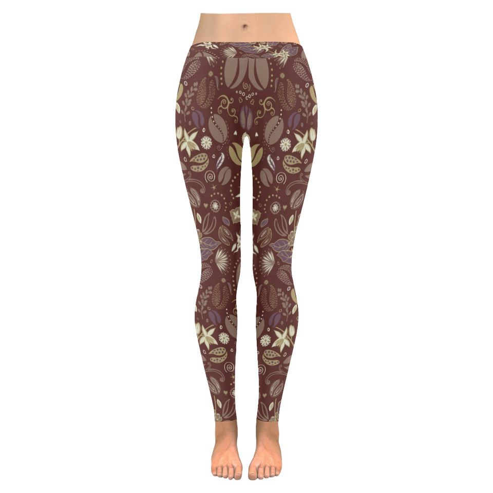 Coffee bean flower pattern Women's Legging Fulfilled In US