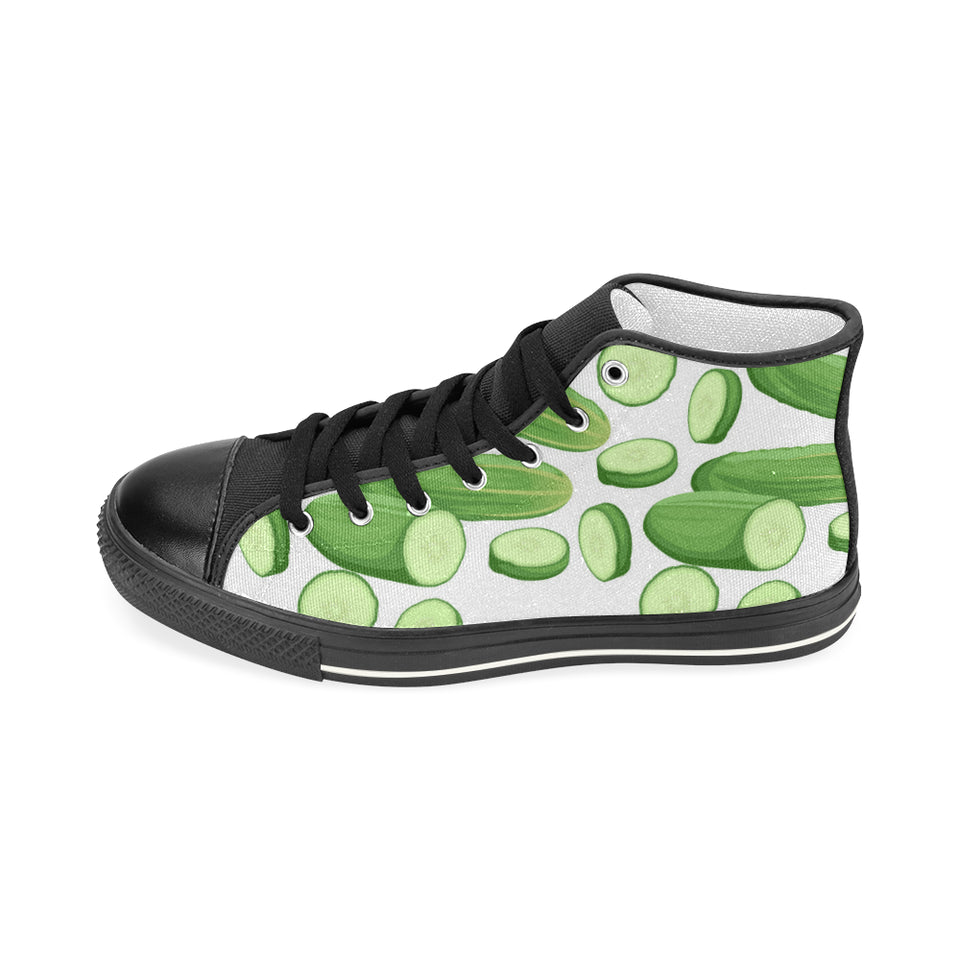 cucumber whole slices pattern Women's High Top Canvas Shoes Black