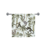 Monkey sloth lemur palm trees pattern Bath Towel
