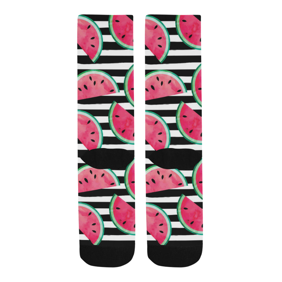 Watercolor paint textured watermelon pieces Crew Socks