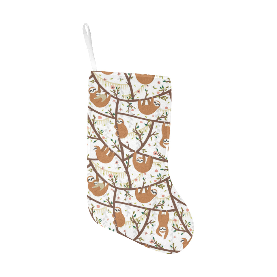Sloths hanging on the tree pattern Christmas Stocking
