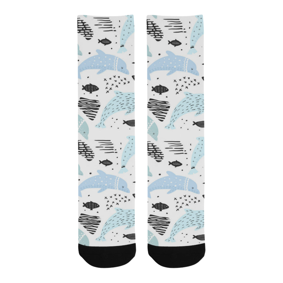 Cute dolphins Childish Style pattern Crew Socks