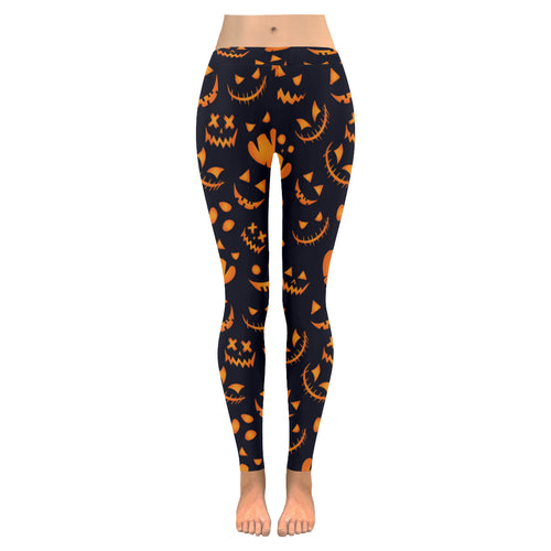 Halloween pattern Pumpkin background Women's Legging Fulfilled In US
