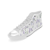 Hand painting Watercolor Lavender Men's High Top Canvas Shoes White