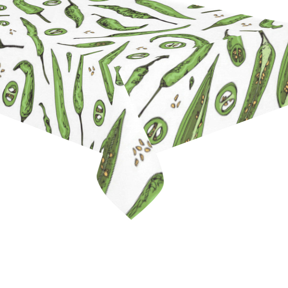 Hand drawn sketch style green Chili peppers patter Tablecloth