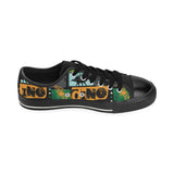 dinosaurs print pattern Men's Low Top Canvas Shoes Black