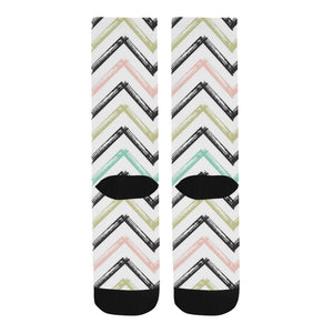 zigzag  chevron paint pattern Crew Socks